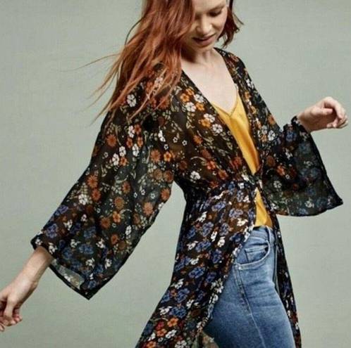 Anthropologie Floreat  Primrose Floral front fasten Kimono