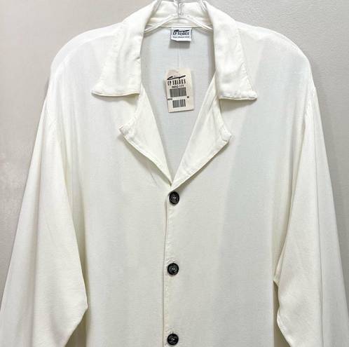 CP Shades NWT  Blouse Button Up Long Sleeves Ivory Cream Size M
