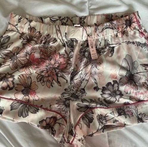 Victoria's Secret  Victoria’s Secret satiny floral sleep pajamas in cream, pink