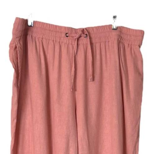 Krass&co D &  Naturals Wide Leg Pants Palazzo Linen Blend Pink Women’s Size Medium M