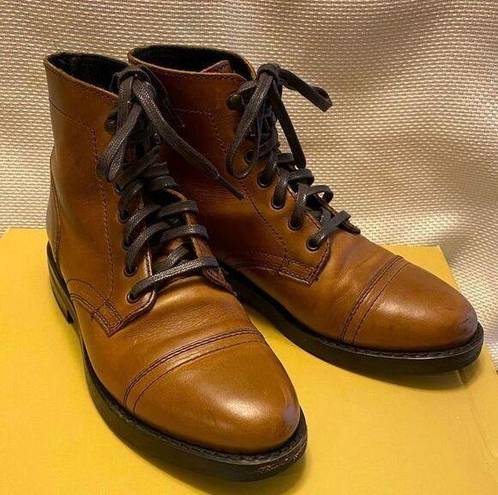 Krass&co Thursday boot  brown leather everyday combat cap toe ankle boots grunge 7.5