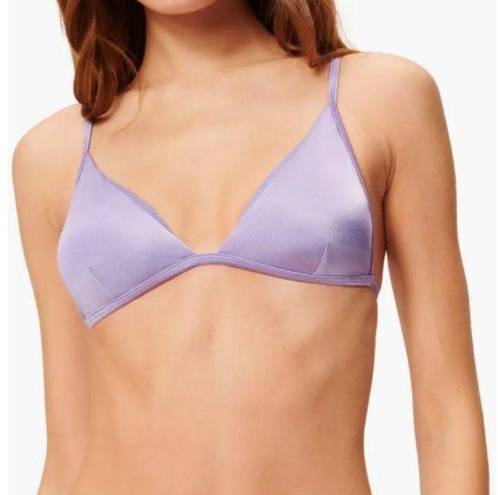 Good American  Support Bikini Top Purple Lilac Shine Size 3 Large String Triangle