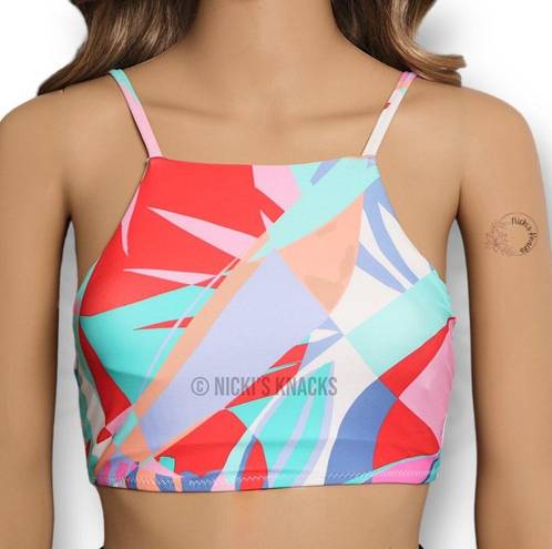 Raisin's  Kaori Multicolor High Square Neck Bikini Top with Strappy Back Size XS