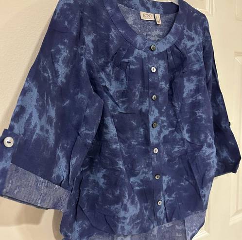 LOGO By Lori Goldstein Women’s Size Small  Tie Dye Button Down Blouse