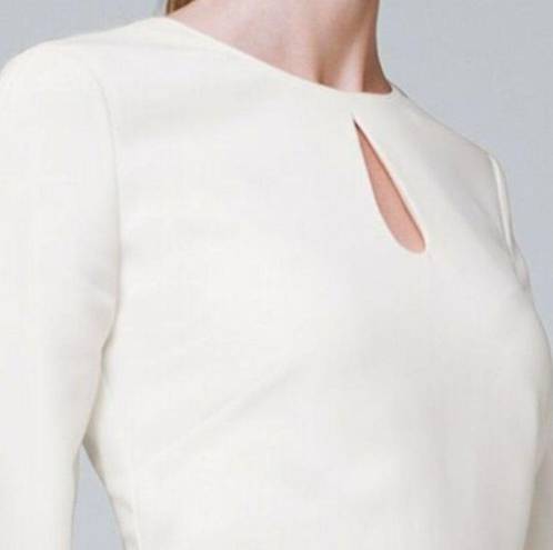 White House | Black Market NEW WHBM PETAL-SLEEVE SHIFT DRESS‎ IVORY KEYHOLE LINED WOMENS SIZE 10 $175