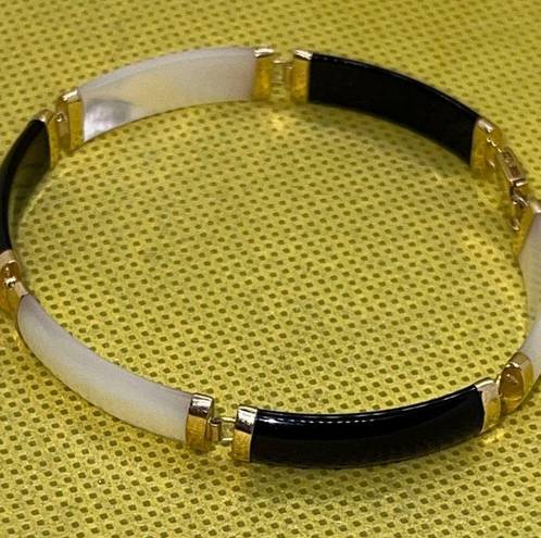 Onyx 14K Gold  & Mother Of Pearl Bracelet