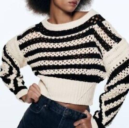 ZARA Black & Ecru Limited Edition Striped Sweater