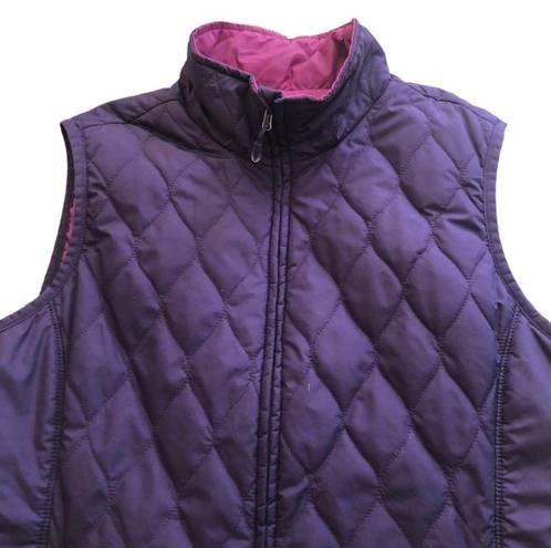 L.L.Bean  Quilted Reversible Lightweight Fall/Winter Vest Purple Pink Zip Up LG