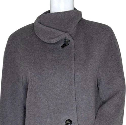 Hilary Radley  Coat Womens 4 Gray Alpaca Wool Pea Coat Neutral Minimalist Preppy