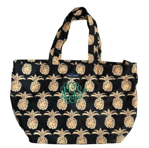 Simply Southern  Black Gold Pineapple Canvas Large Zippered Tote