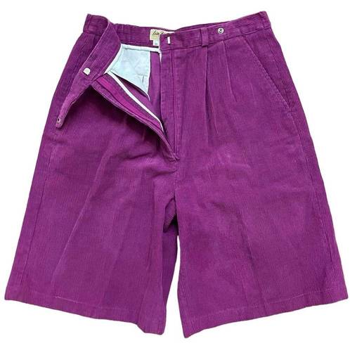 Bermuda Vintage 90s High Waisted Purple Corduroy Pleated  Shorts - Women's  - 10