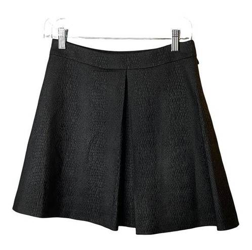 BCBGeneration  Black Textured Pleated A-Line Skater Skirt Women's Size 6 NEW