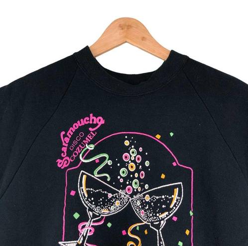 Fruit of the Loom Vintage 1990 Womens Size L New Years Cut Off Sweatshirt Top Scaramoucho Disco