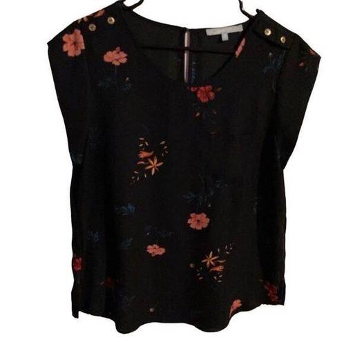 Sweet Rain  Black Floral Blouse