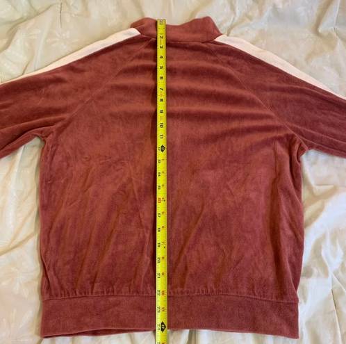 Forever 21 F21 Red And White Y2K Style Velour Track Jacket Size Large