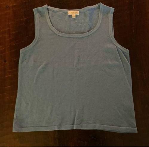 St. John Sport SZ L Santana Knit Tank Shell BLUE Scoop Neck Sleeveless Top