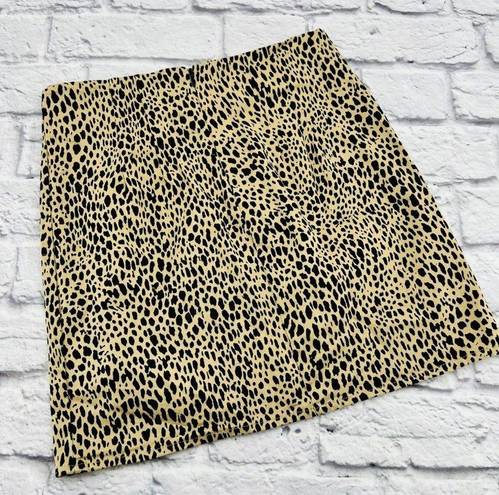 Brandy Melville  Mini Pencil Skirt Women's Size 3 Tan Black Leopard Print Stretch