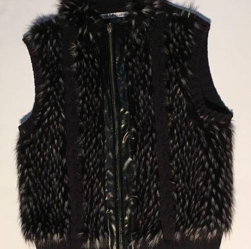 Peter Nygard  Faux Fur Cotton Sweater Vest - Petite Large Fall Sale