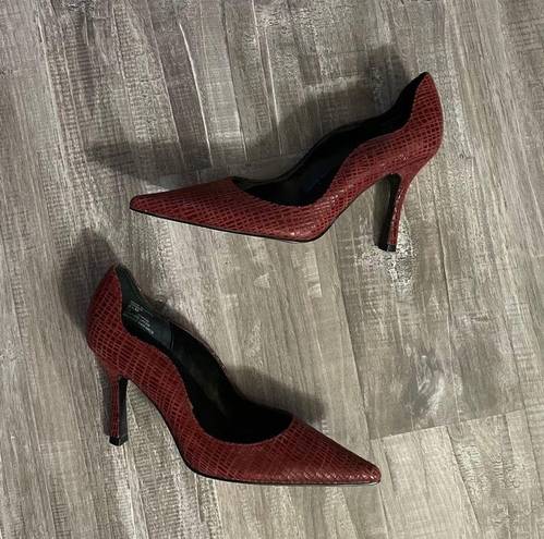 Tommy Hilfiger  Stiletto Heels Red Leather Size 5.5
