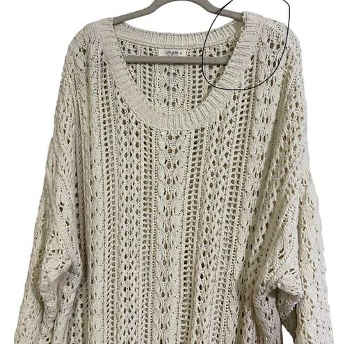 Umgee  Crochet Sweater Open Knit Size 1X Cream Pullover