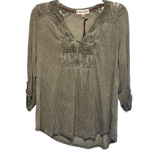 Knox Rose  NWT Stonewash Grey Peasant Top Sz XS