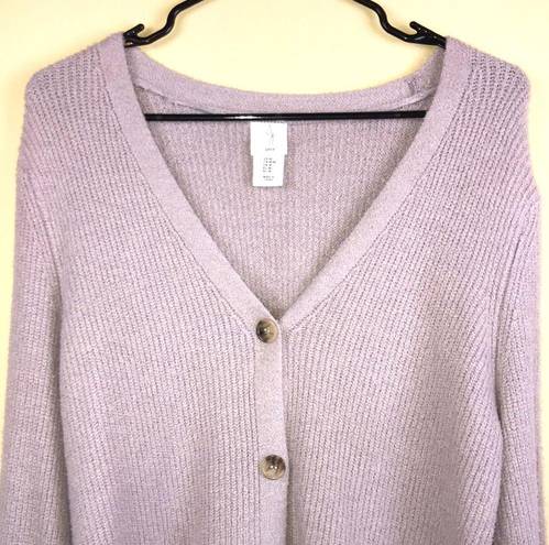 Joie  Women’s Fuzzy Knit Lilac Balloon Sleeve Button-Up Cardigan Sweater