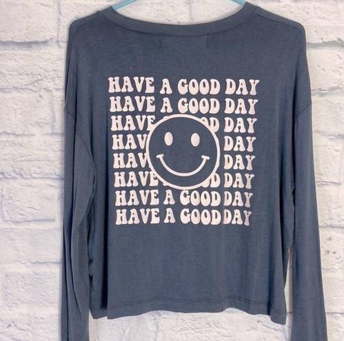 Vintage Havana  gray smiley face Have a Good Day long sleeve tee small