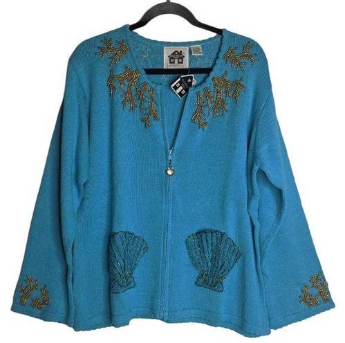 REEF Vintage Storybook Knits Golden  Cardigan 1X Blue Gold NWT Limited Edition