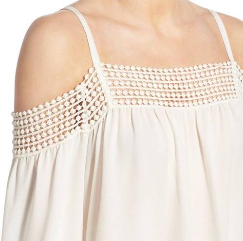 Rebecca Minkoff  SIRENA OFF SHOULDER ADJUSTABLE STRAP CREAM WHITE CROCHET TOP XS