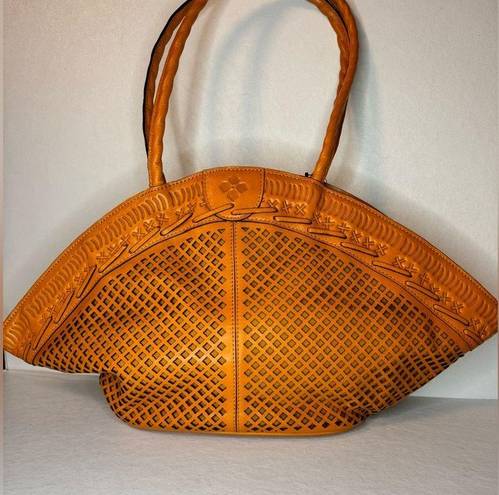 Patricia Nash Perforated Leather Trope Dome Tote Sun Yellow casual classic chic