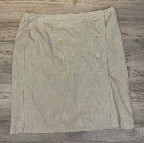 Isaac Mizrahi Heather Tan Above the Knee Button Front Silky Lined Skirt Size 18