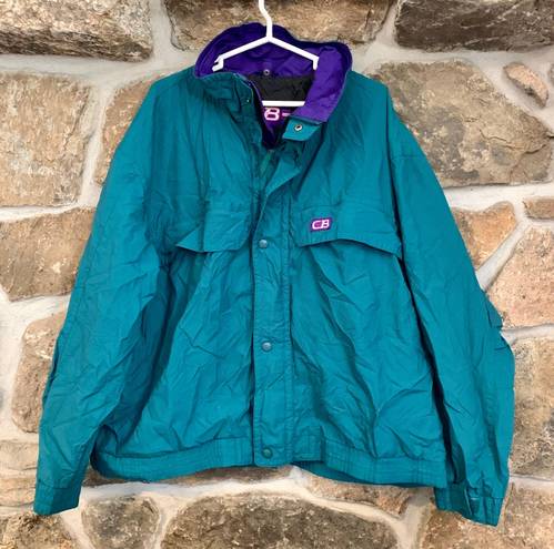 CB Sport Vintage Blue Green  Zip Up Windbreaker Bomber Jacket