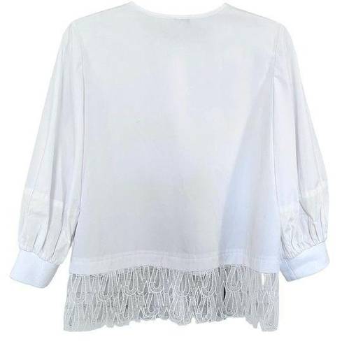 Jason Wu  White Poplin Blouse Lace Trim Reworked  XS