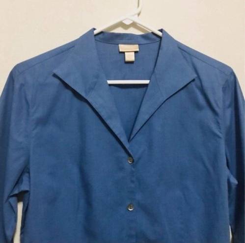 Nordstrom  blue 3/4 sleeve button down shirt in size medium