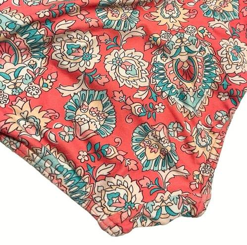 Coco reef  Women's M Cage Side High Waist Bikini Swim Bottoms Peach Mint Paisley