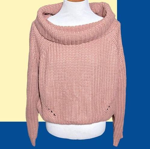 The Moon NWT & Madison Cozy Collection Pink Beige Sweater Cowl Neck Size Medium M