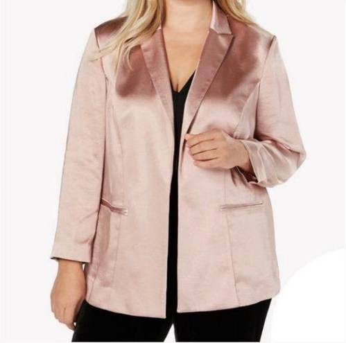 INC  luxe satin rose open front blazer