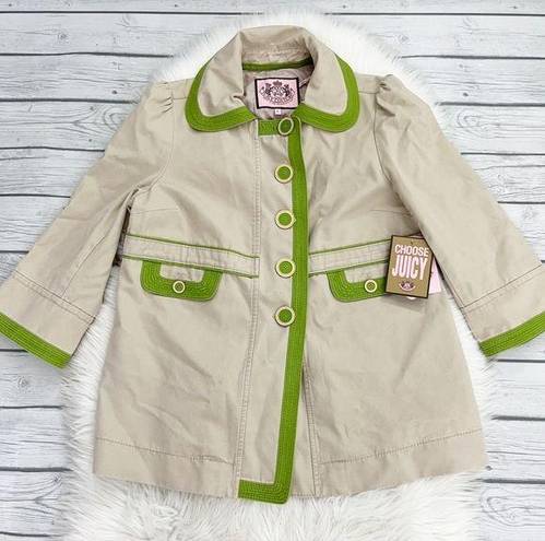 Juicy Couture  Tan Green Trench Coat Jacket