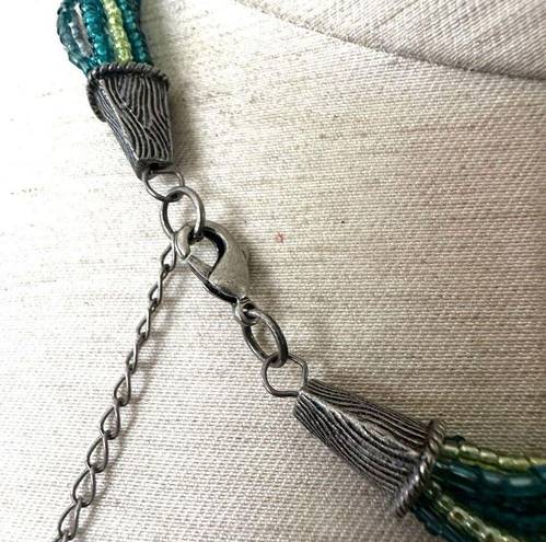 Coldwater Creek  blue abalone mule strand statement necklace