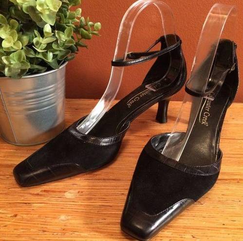 Coldwater Creek Black Suede and Leather Trim Ankle Wrap Shoes  Size 7