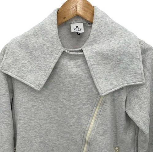 Ruby A  Womens Heather Asymmetric Zip Long Sleeve Cotton Blend Sweatshirt Gray 1