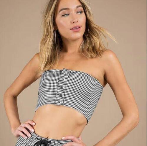 Honey Punch  Women's Black & White Checkered Strapless Crop Top Size L