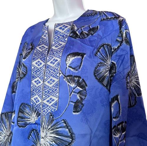 Oscar de la Renta Oscar‎ De La Renta for Neiman Marcus V neck floral print tunic blouse size M