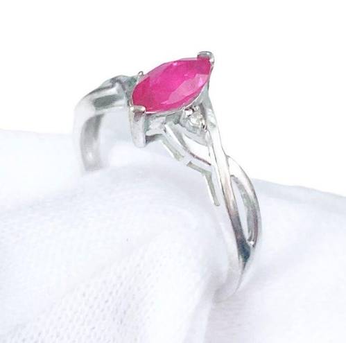 Ruby 10K 10KT WHITE GOLD PINK  MARQUISE CUT RING Sz 7