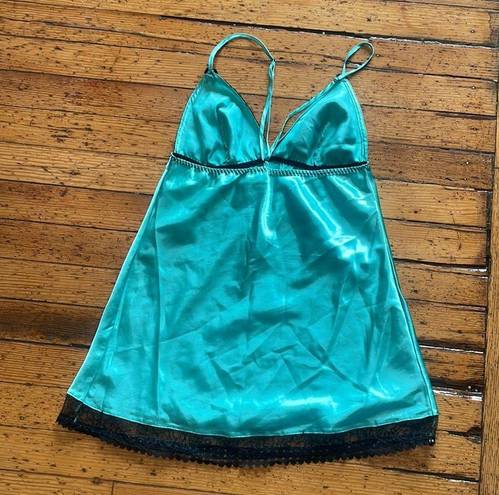 Frederick's of Hollywood Frederick’s of Hollywood Teal Satin Babydoll Lingerie Size Large