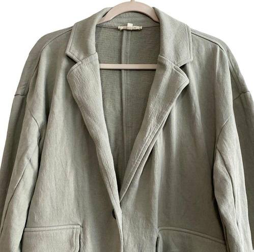 Madewell  Womens Rumpled Terry Blazer Size Small Green 2 Button Pockets Stretch