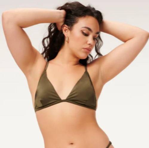 Good American NWT  Stormy Green Shine Perfect Fit Bikini Top