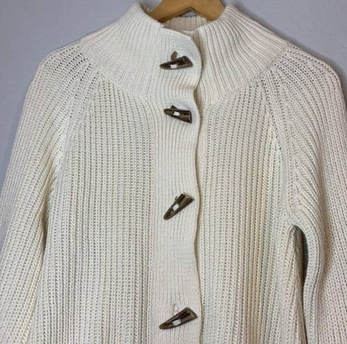 Talbots  Petites cardigan sweater toggle front shaker knit winter white/ivory MP