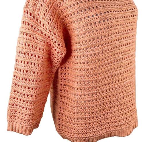 Coldwater Creek  Tradewinds Sweater S Sunset Open Knit 3/4 Sleeves New