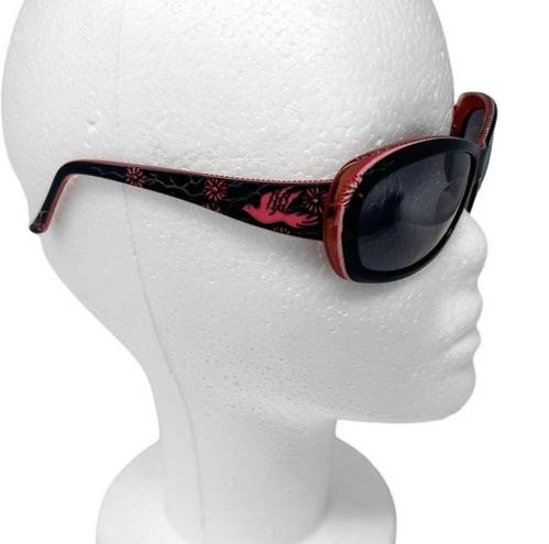 Dove Judith Leiber vintage black red etched  floral rhinestone sunglasses w/ case